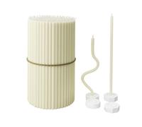 Bougies en cire d'abeille pure en vrac pour la maison - 100 bougies effilées longues + 4 porte-bougies, entièrement naturelles pour la prière à l'église, Hanoukka, gâteau d'anniversaire, Avent de Noël