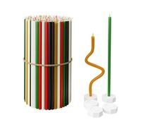 Bougies en cire d'abeille pure en vrac pour la maison - 200 bougies effilées longues + 5 porte-bougies, entièrement naturelles pour la prière à l'église, Hanoukka, gâteau d'anniversaire, Avent de Noël