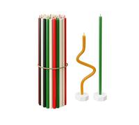 Bougies en cire d'abeille pure en vrac pour la maison - 40 bougies effilées longues + 2 porte-bougies, pour la prière à l'église, Hanoukka, gâteau d'anniversaire, Avent de Noël