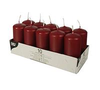 Papstar Bougies cylindriques – boîte de 10 Ø 40 mm H 90 mm bordeaux