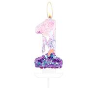 Bougies en forme de papillon violet en forme de chiffre 1, bougies d'anniversaire pour gâteau, 1er anniversaire de filles, décorations de gâteau pour premier anniversaire de fille, bougies pour fête