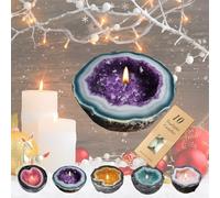 Bougies énergétiques en Cristal de Pleine Conscience/guérison, Bougies énergétiques en Cristal de guérison, Bols à Bougies créatifs et Amusants (Purple,Large)