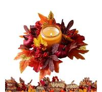 Bougies et couronnes - Décoration de couronne de bougie de table, couronne de bougie de Thanksgiving, feuilles d'érable, couronnes, citrouilles, pour la ferme, Thanksgiving, Halloween, mariage, table