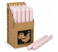 Bougies extra longues en bâton rose pastel - 25 cm (250 mm) - Ø 2,2 cm - entièrement colorées et sans coulures - Fabriquées en Allemagne - Kerzenfarm Hahn - Durée de combustion de 12 heures