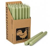 Bougies extra longues Salbei-Grün - 25 cm (250 mm) - Ø 2,2 cm - entièrement colorées et sans goutte - Fabriqué en Allemagne - Kerzenfarm Hahn - 12 heures de combustion - choix de 10 ou 25 pièces (10