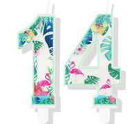Bougies Flamant Rose pour 14e Anniversaire, Décorations de Gâteau d'Anniversaire Hawaïen pour Garçons et Filles, Enfants, Fournitures