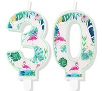 Bougies Flamant Rose pour 30e Anniversaire - Décorations de Gâteau Hawaïen sur le Thème pour Garçons et Filles