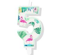 Bougies Flamant Rose Pour 5e Anniversaire - Numéro 5 - Décorations De Gâteau D'anniversaire Sur Le Thème Hawaïen Pour Garçons Et Filles[Z621]