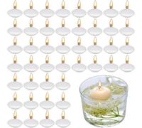 Bougies Flottantes, 45 Pièces Bougie Flottante Blanche Non Parfumée, Bougies Chauffe Plat en Cire, Idéal Pour Décoration de Mariage, Piscine, Bain, Anniversaire, Saint-Valentin, Ambiance Chaleureuse