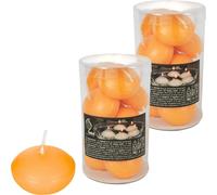 Bougies flottantes Gala Orange - Lot de 20 bougies Ø 45×30 mm | Durée de combustion d'env. 4 heures par bougie | Un accroche-regard plein d'ambiance pour l'intérieur & l'extérieur
