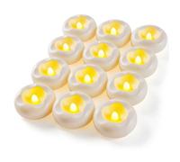 Bougies flottantes LED, 12 lumières sans flamme, blanches