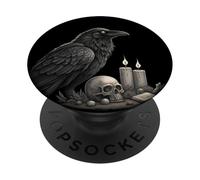 Bougies Gothiques en Forme de crâne de Corbeau et Oiseau PopSockets PopGrip Adhésif