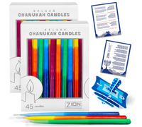 Bougies Hanoucca de luxe anti-gouttes, taille standard - 45 bougies d coratives tricolores captivantes. Ensemble de bougies Hanoucca Menorah de q