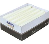 BOUGIES HORECA 50 bougies à bout effilé - ivoire, 7,5h de combustion, non parfumées, 2,2 x 25 cm