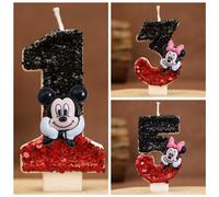 Bougies joyeux anniversaire numéro 0-9, dessin animé Mickey Minnie Mouse, décoration de gâteau Cupcake, fournitures de décoration de fête, cadeaux DIY 7