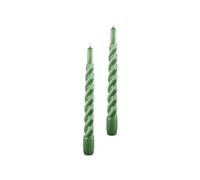 Bougies laquées tortillon Ø 2,2 cm H. 21 cm - 3 pièces - Vert mousse