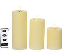 Bougies LED avec minuterie 11-19cm cire Set de 3 Crème / Blanc chaud