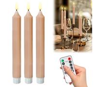 Bougies LED Avec Télécommande,3 Pièces De 24 Cm,Sans Flamme, Longues,Parfaites Pour Décoration De Chambre,Noël,Mariage, Pâques,Fêtes,Banquets,Flamme Vacillante Réaliste Pour Une Ambiance Authentique.