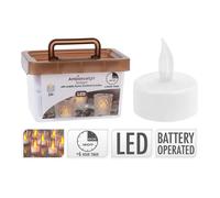 Bougies LED - Blanc - Lot de 24 - Effet vacillant - Piles incluses - Minuterie intégrée