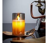 Bougies LED, Bougies Sans Flamme Vacillantes, Bougie LED Rechargeable avec Verre, Bougies en Cire Réelle avec Télécommande, Fonction Minuterie, Dimmable pour Décoration Mariage Anniversaire 10cm-Gris