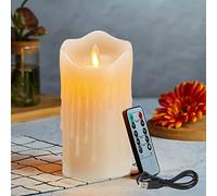 Bougies LED, Bougies Sans Flamme Vacillantes, Bougie Rechargeable, Bougies en Cire Réelle avec Télécommande, Fonction de Minuterie, Avec Gouttes de Cire, Dimmable, Décoration Mariage Anniversaire-10cm