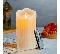 Bougies LED, Bougies Sans Flamme Vacillantes, Bougies à Piles, Bougies en Cire Réelle avec Télécommande, Fonction de Minuterie, Avec Gouttes de Cire, Dimmable pour Décoration Mariage Anniversaire-10cm
