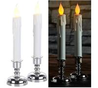 Bougies LED effet flamme vacillante avec chandeliers - BRITESTA - Set de 2 - Blanc chaud - Intérieur