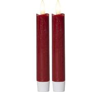 Bougies LED en bâton "Flame", lot de 2, rouge, 15x2cm
