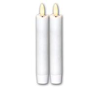 Bougies LED en bâton "flamme", lot de 2, blanc, 15x2cm