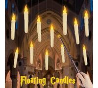 Bougies LED flottantes, contrôlables avec baguette, travail à piles, flammes scintillantes, pour maison, église, fête, Halloween, Noël