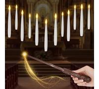 Bougies LED Flottantes, Magiques à Suspendre, 12 Pièces avec Télécommande Baguette, Lumière Chaude Vacillante, Halloween Decoration, Bougie Led Flamme Vacillante