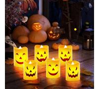 Bougies LED Halloween, 6 LED par boîte, bougies sans flamme, décoration intérieure et extérieure, décoration Halloween