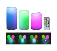 Bougies LED - Lunartec - Pack de 3 - RVB - Luminosité variable - Minuterie