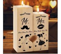 Bougies LED - Mr and Mrs Coeur Candélabre - Cadeau mariage - Cadeau couple - Cadeau de Mariage pour Mariée et Le Marié,Anniversaire