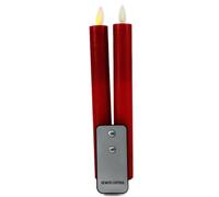 Bougies LED rouges en cire véritable avec télécommande, set de 2, hauteur 23 cm