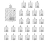 Bougies LED sans flamme - Chauffe-bougie électrique en cristal, 24 lumières LED artificielles pour centres de table | Lumières décoratives à piles pour fête, Noël, Halloween et décoration de mariage