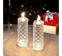 Bougies LED sans flamme, Rose Shadow LED Crystal Candle Lights, Fausses Bougies électriques en Cristal, Bougies LED Romantiques Scintillantes à Piles, pour Mariage, Décoration de fête de Noël (2)
