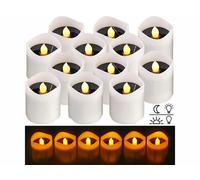 Bougies LED solaires - Lunartec - 12 pièces - Effet flamme - Panneau solaire intégré - IP44