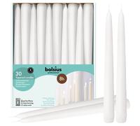 Bougies longues coniques blanches BOLSIUS - Lot de 30 bougies - Bougeoirs de 25 cm non parfum s - Cire de qualit europ enne premium - Bougies