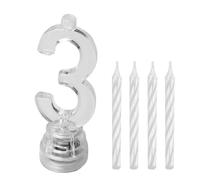 Bougies lumineuses LED chiffre 3 - Blanc - Taille Unique