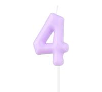 Bougies Macaron Violettes Numéro 4, Bougies Violettes pour 4e Anniversaire, Bougie Macaron Joyeux Anniversaire pour Gâteau, Décoration de Gâteau Sucrée, Décoration de Gâteau Macaron Violette pour