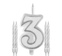 bougies chiffre 3 mèche magique 11cm blanc - sud trading cd1896+03 Blanc G