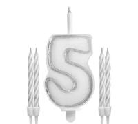 bougies chiffre 5 mèche magique 11cm blanc - sud trading cd1896+05 Blanc