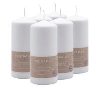 Bougies Müller PRO NATURE Bougies pressées Pilier - Bougies en stéarine blanche - Lot de 6 bougies pilier sans cire naturelle et sans parfum 6,8x15 cm