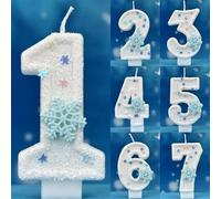Bougies numériques de noël et d'anniversaire, flocon de neige, surgelées, 0-9 chiffres, décoration de gâteau, décor de fête d'anniversaire, réception-cadeau pour bébé No.8