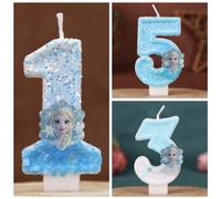 Bougies numériques en forme de flocon de neige Princesse Elsa de dessin animé, chiffres 0-9, pour gâteau d'anniversaire, décoration de fête de Noël et de baby shower 3
