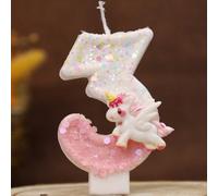Bougies numériques et alphabétiques de 0 à 9 faites à la main et créatives, décorations de gâteau DIY, design ombré pastel à licorne avec paillettes, pour anniversaire, mariage, fête 0,1,2,3,4,5,6,7,8