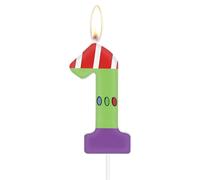 Bougies Numéro 1 - Vert, Violet, Blanc pour Fête d'Enfants - Thème Avion Buzz Cartoon
