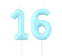 Bougies numéro 16e anniversaire Macaron, Bougie numéro 16 bleue Macaron pour gâteau, Bougies d'anniversaire bleues 16 ans, Bougies de gâteau Macaron pour décorations de gâteau d'anniversaire pour