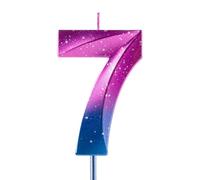 Bougies numéro 7 - Bougies d'anniversaire 7e anniversaire - Gradient galaxie - Bougie violette bleue dégradée - Bougie en cire premium avec design diamant 3D - Décoration de gâteau - Pour fête